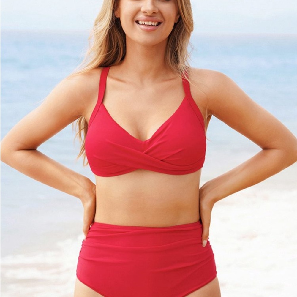 SeaFancy Red Sweetheart Neck Charming Bikini Set